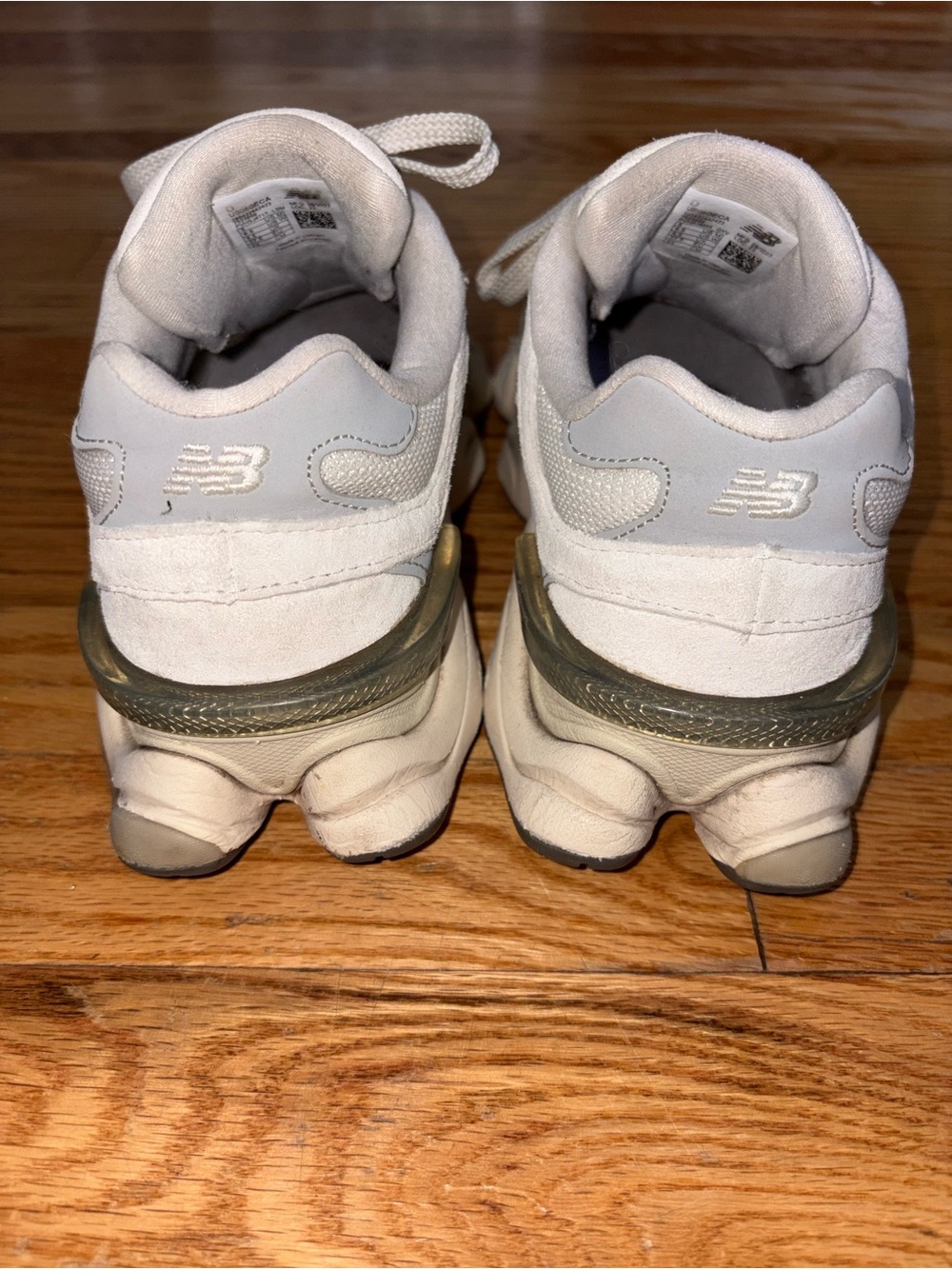 New Balance Beige and Light Gray Athletic Sneakers - Picture 4 of 5